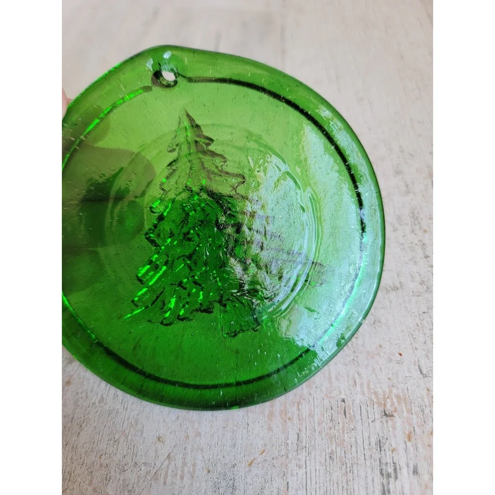 Abstract stained glass green Xmas tree ornament Unique Home decor